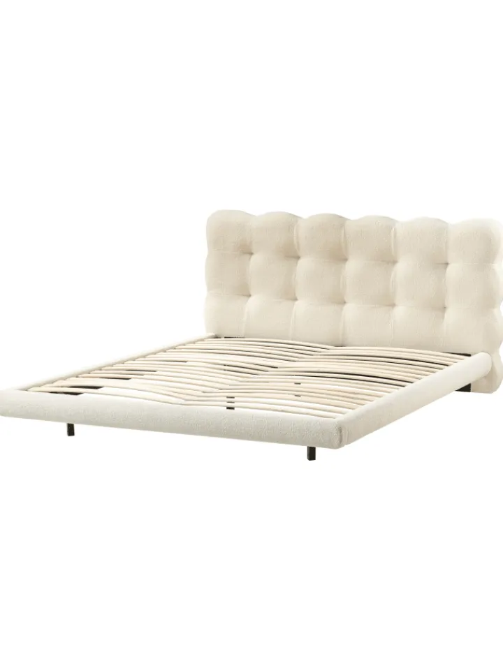 Beliani Betten & Matratzen<Doppelbett SOULISSE in Weiß/Schwarz - (W) 178 x (H) 93 x (L) 222 cm