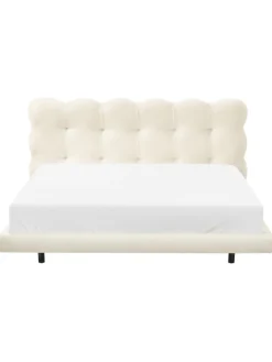 Beliani Betten & Matratzen<Doppelbett SOULISSE in Weiß/Schwarz - (W) 178 x (H) 93 x (L) 222 cm