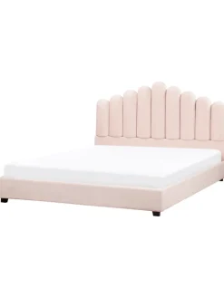 Beliani Betten & Matratzen<Doppelbett VINCENNES in Rosa/Schwarz - (W) 185 x (H) 124 x (L) 213 cm