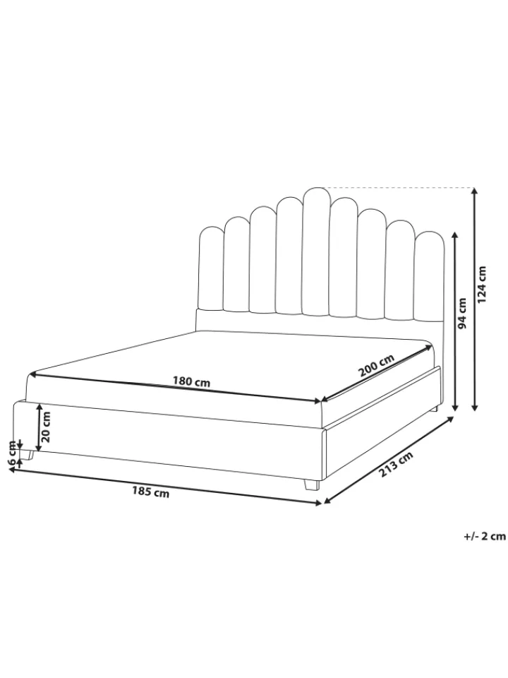 Beliani Betten & Matratzen<Doppelbett VINCENNES in Rosa/Schwarz - (W) 185 x (H) 124 x (L) 213 cm