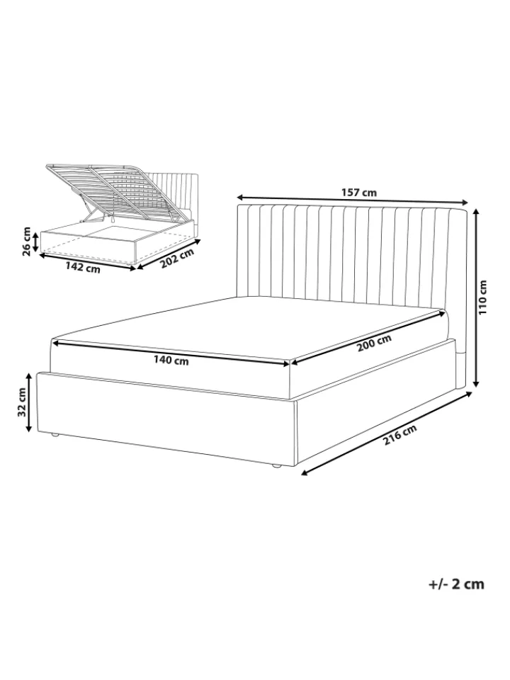 Beliani Betten & Matratzen<Doppelbett VION in Beige - (W) 157 x (H) 110 x (L) 216 cm
