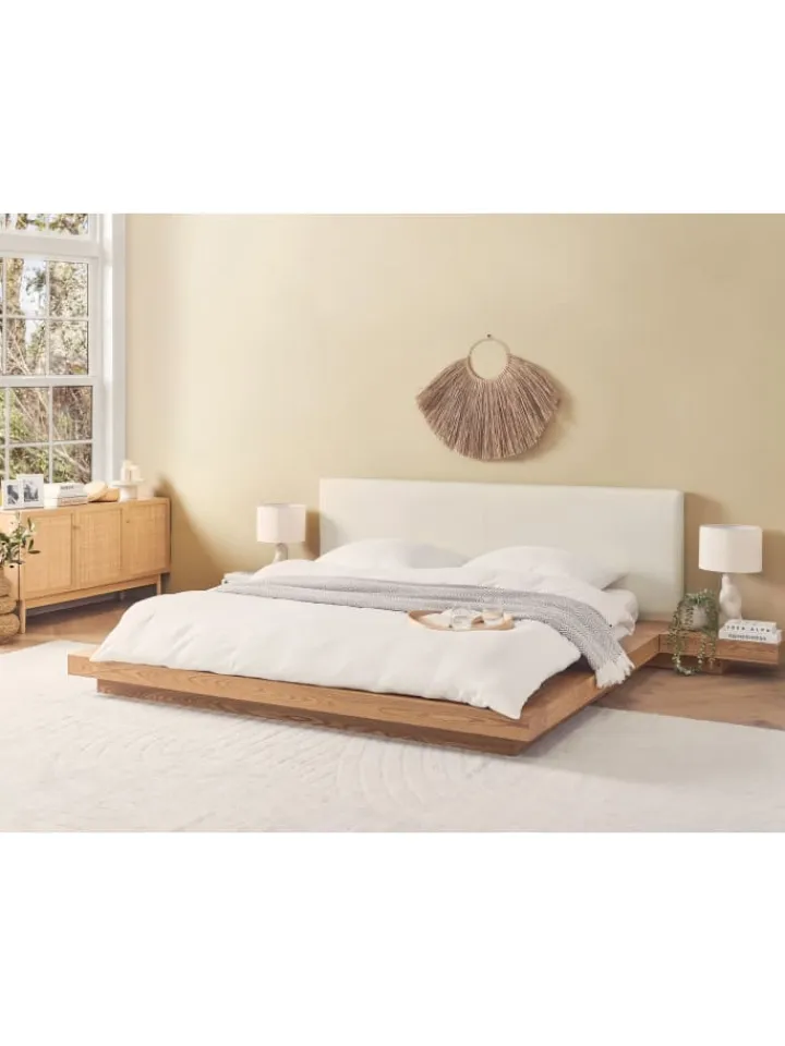 Beliani Betten & Matratzen<Doppelbett ZEN in Braun/Weiß - (W) 328 x (H) 86 x (L) 229 cm