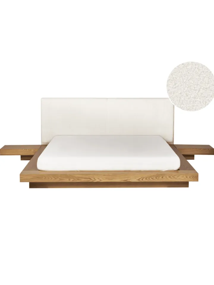 Beliani Betten & Matratzen<Doppelbett ZEN in Braun/Weiß - (W) 308 x (H) 86 x (L) 229 cm