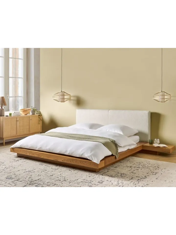 Beliani Betten & Matratzen<Doppelbett ZEN in Braun/Weiß - (W) 308 x (H) 86 x (L) 229 cm