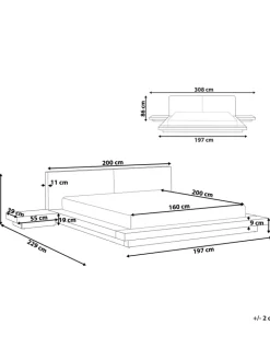 Beliani Betten & Matratzen<Doppelbett ZEN in Braun/Weiß - (W) 308 x (H) 86 x (L) 229 cm