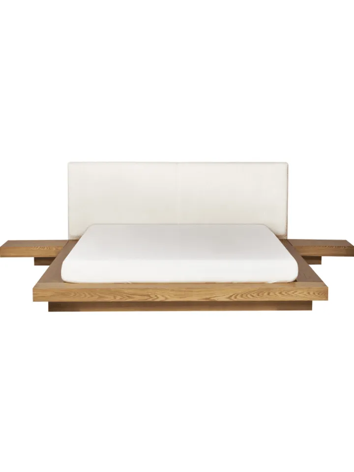 Beliani Betten & Matratzen<Doppelbett ZEN in Braun/Weiß - (W) 308 x (H) 86 x (L) 229 cm