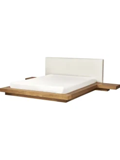 Beliani Betten & Matratzen<Doppelbett ZEN in Braun/Weiß - (W) 308 x (H) 86 x (L) 229 cm