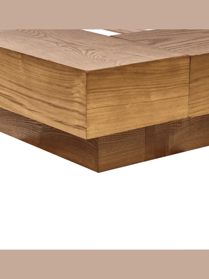 Beliani Betten & Matratzen<Doppelbett ZEN in Braun/Weiß - (W) 308 x (H) 86 x (L) 229 cm