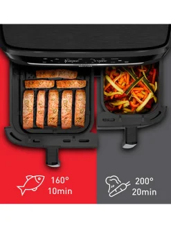 Tefal Küchenelektronik<Doppelkammer-Heißluftfritteuse EY9428E0 "XXL Dual Easy Fry" in Schwarz - 11 l