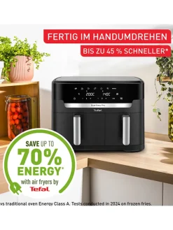 Tefal Küchenelektronik<Doppelkammer-Heißluftfritteuse EY9428E0 "XXL Dual Easy Fry" in Schwarz - 11 l