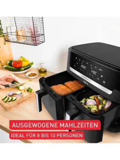 Tefal Küchenelektronik<Doppelkammer-Heißluftfritteuse EY9428E0 "XXL Dual Easy Fry" in Schwarz - 11 l