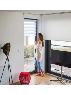 relaxdays Gardinen, Jalousien & Rollos<Doppelrollo Klemmfix in Weiß - (B)56 x (H)156 cm