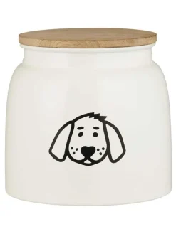 IB Laursen Hunde<Dose für HUNDEFUTTER mit Holzdeckel Weiß 2,2 Liter