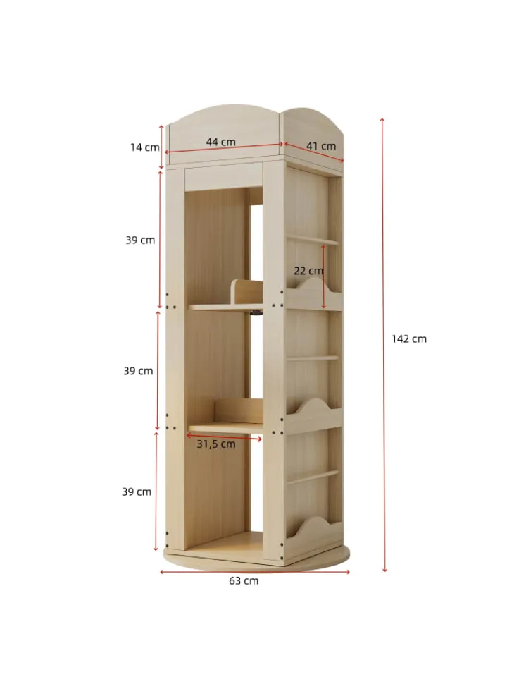 ABRIHOME Regale & Schränke<Drehbares Bücherregal mit 360-Grad-Drehfunktion 142×63×63 cm
