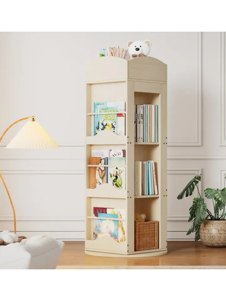 ABRIHOME Regale & Schränke<Drehbares Bücherregal mit 360-Grad-Drehfunktion 142×63×63 cm