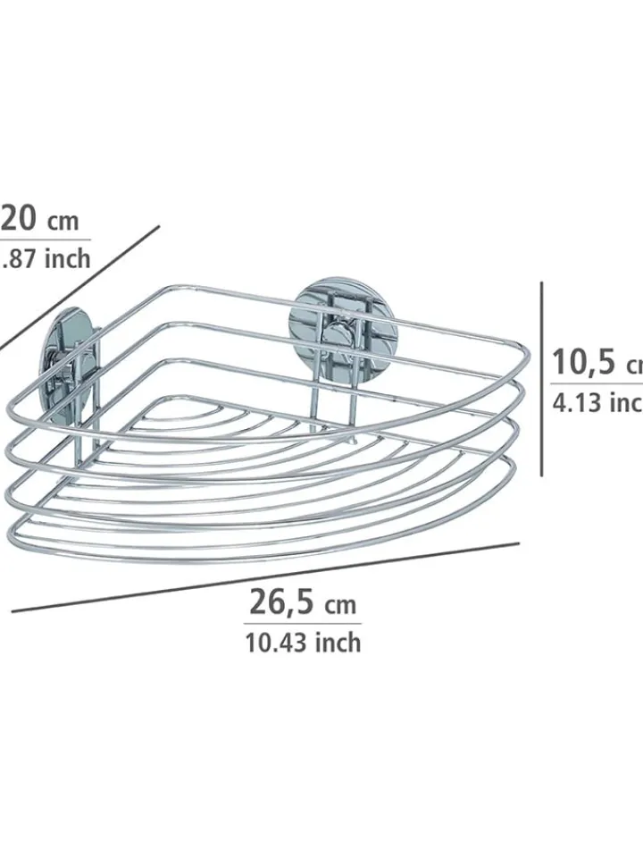 Wenko Badmöbel|Badezimmermöbel<Duschablage in Silber - (B)26,5 x (H)10,5 x (T)20 cm