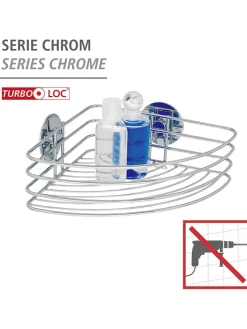 Wenko Badmöbel|Badezimmermöbel<Duschablage in Silber - (B)26,5 x (H)10,5 x (T)20 cm