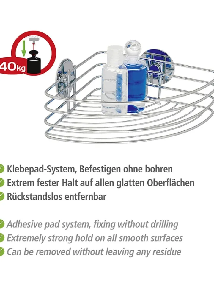 Wenko Badmöbel|Badezimmermöbel<Duschablage in Silber - (B)26,5 x (H)10,5 x (T)20 cm
