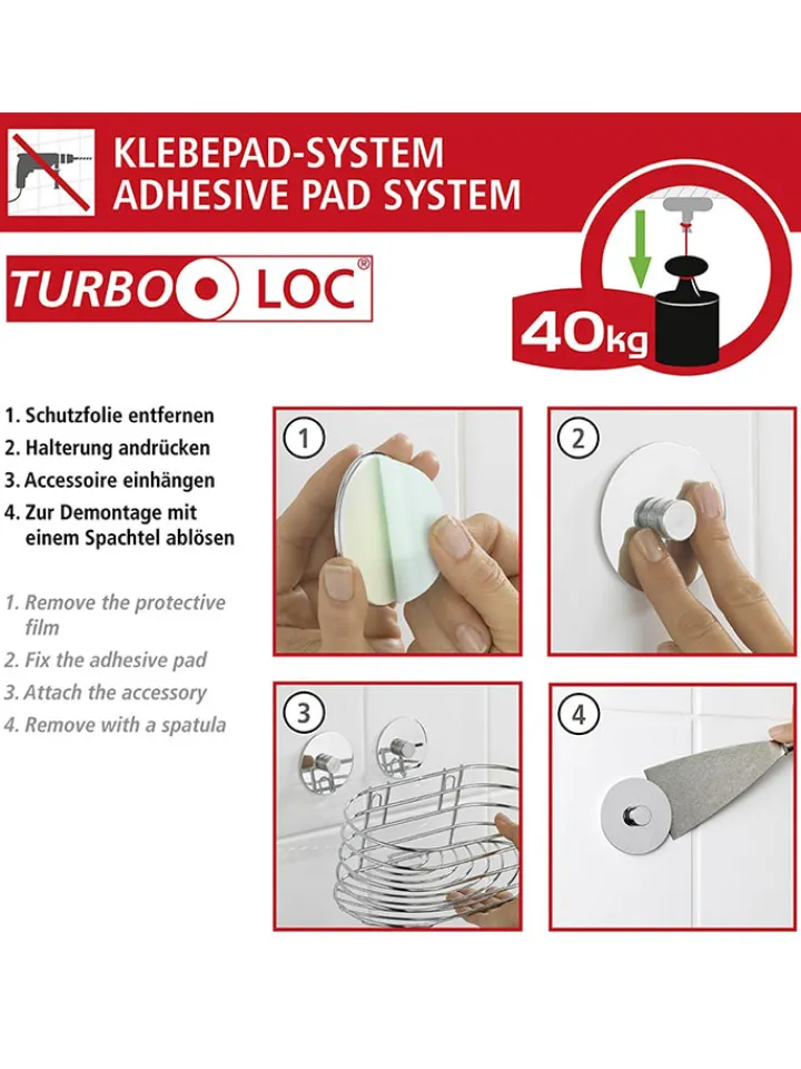 Wenko Badmöbel|Badezimmermöbel<Duschablage in Silber - (B)26,5 x (H)10,5 x (T)20 cm