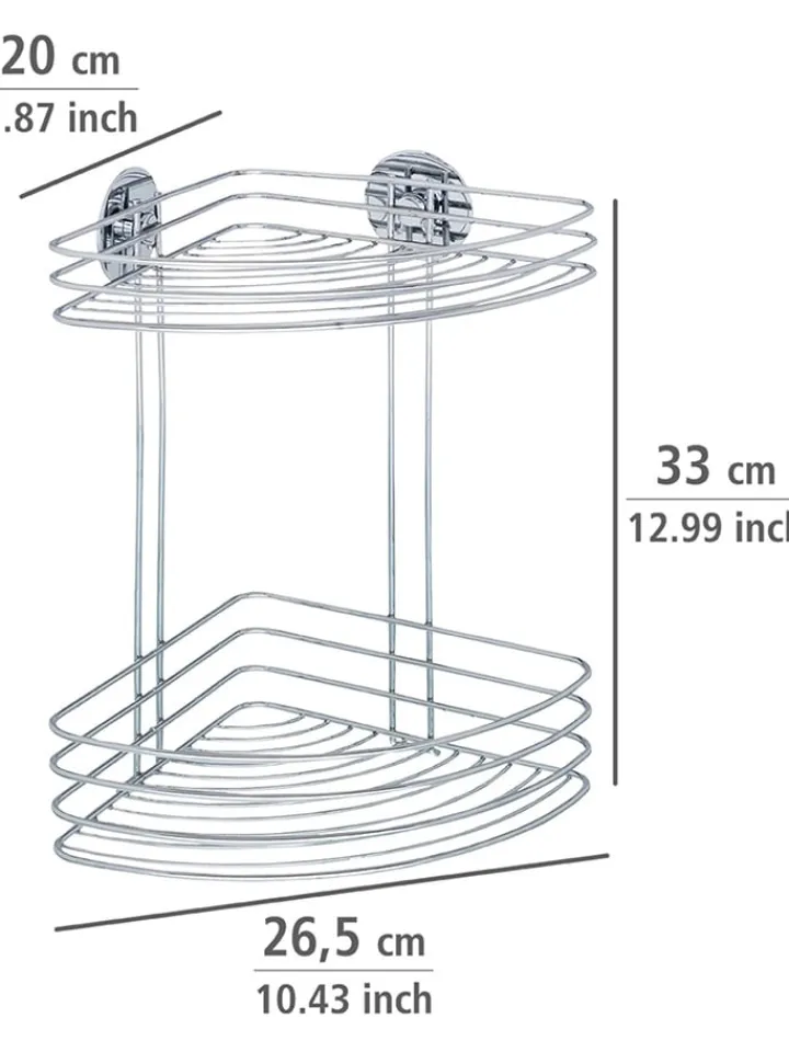 Wenko Badmöbel|Badezimmermöbel<Duschablage in Silber - (B)26,5 x (H)33 x (T)20 cm
