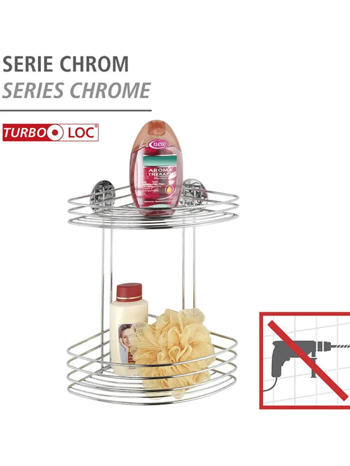 Wenko Badmöbel|Badezimmermöbel<Duschablage in Silber - (B)26,5 x (H)33 x (T)20 cm