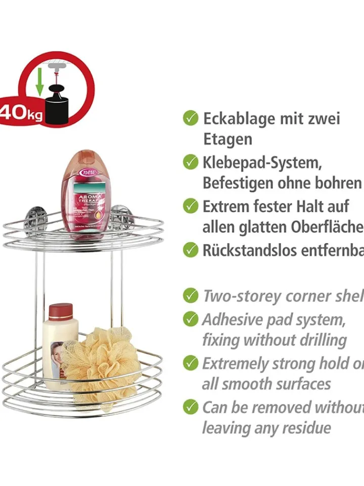 Wenko Badmöbel|Badezimmermöbel<Duschablage in Silber - (B)26,5 x (H)33 x (T)20 cm