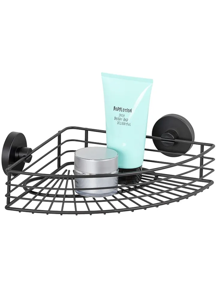 Wenko Badmöbel|Badezimmermöbel<Duschablage "Vacuum-Loc Bari" in Schwarz - (B)35 x (H)9 x (T)22,5 cm