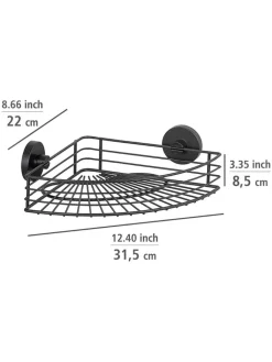 Wenko Badmöbel|Badezimmermöbel<Duschablage "Vacuum-Loc Bari" in Schwarz - (B)35 x (H)9 x (T)22,5 cm
