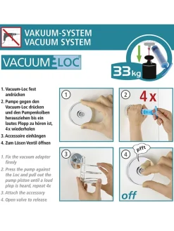 Wenko Badmöbel|Badezimmermöbel<Duschablage "Vacuum-Loc Bari" in Schwarz - (B)35 x (H)9 x (T)22,5 cm