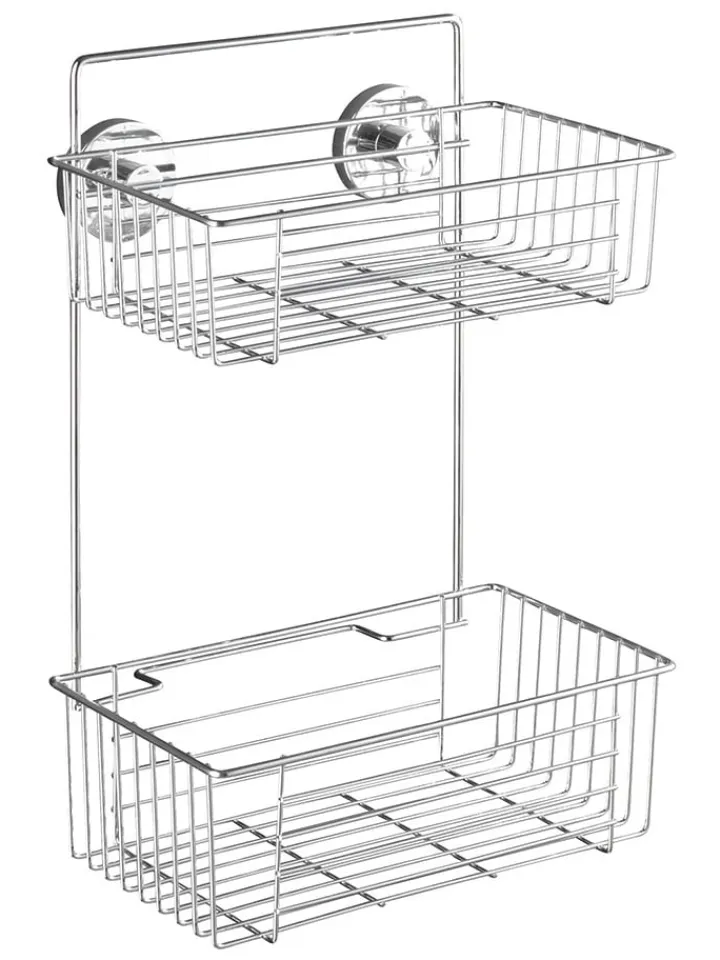Wenko Badezimmermöbel|Badmöbel<Duschregal "Vacuum-Loc Bari" in Silber - (B)26 x (H)38 x (T)17 cm
