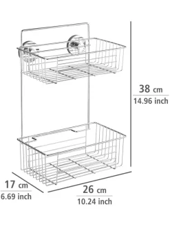 Wenko Badezimmermöbel|Badmöbel<Duschregal "Vacuum-Loc Bari" in Silber - (B)26 x (H)38 x (T)17 cm