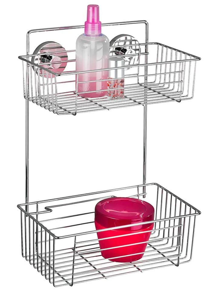 Wenko Badezimmermöbel|Badmöbel<Duschregal "Vacuum-Loc Bari" in Silber - (B)26 x (H)38 x (T)17 cm