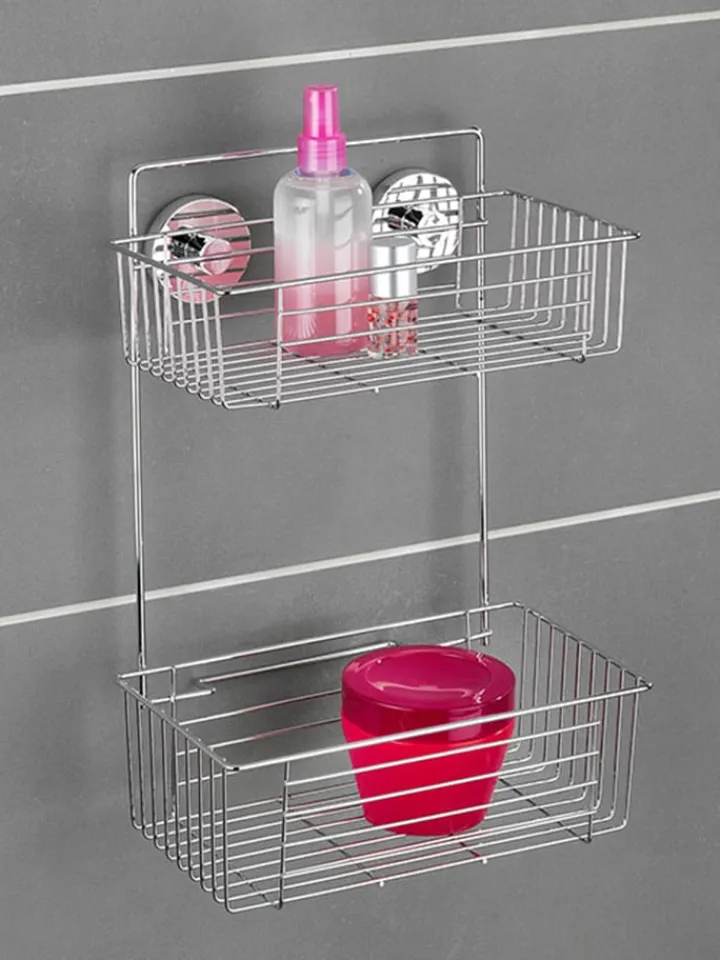 Wenko Badezimmermöbel|Badmöbel<Duschregal "Vacuum-Loc Bari" in Silber - (B)26 x (H)38 x (T)17 cm