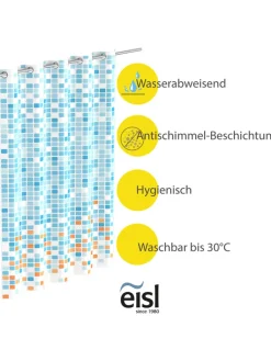 Schütte Badtextilien|Gardinen, Jalousien & Rollos<Duschvorhang "Mosaik" in Blau/ Orange - (B)180 x (H)200 cm