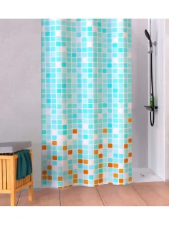 Schütte Badtextilien|Gardinen, Jalousien & Rollos<Duschvorhang "Mosaik" in Blau/ Orange - (B)180 x (H)200 cm