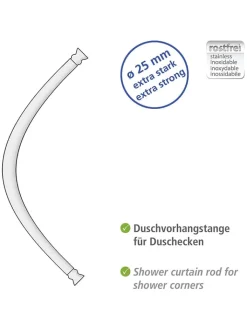 Wenko Badaccessoires<Duschvorhangstange in Silber - Ø 2,5 cm