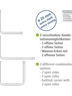 Wenko Badaccessoires<Duschvorhang-Winkelstange in Silber