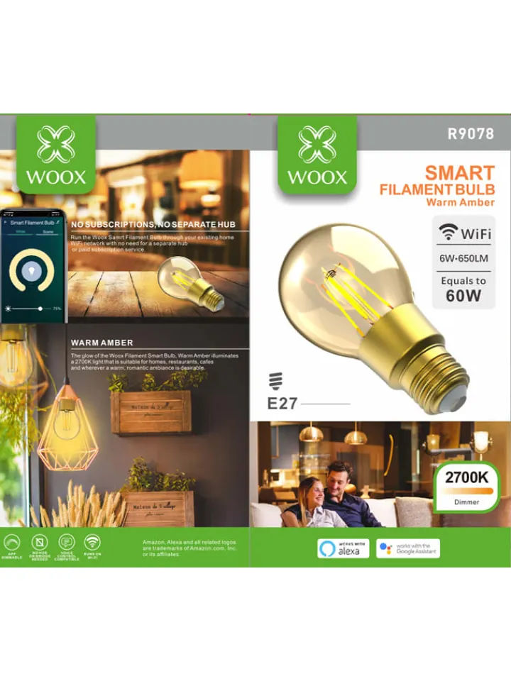 Woox Leuchtmittel<E27 LED-Leuchtmittel in Warmweiß - EEK F (A bis G)