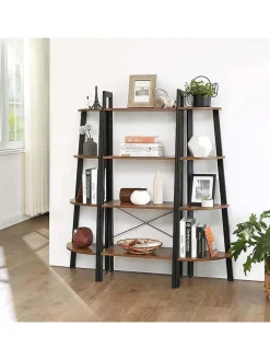 SONGMICS Regale & Schränke<Eckenregal in Braun/ Schwarz - (B)34 x (H)125 x (T)34 cm