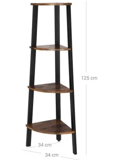 SONGMICS Regale & Schränke<Eckenregal in Braun/ Schwarz - (B)34 x (H)125 x (T)34 cm