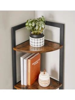 Songmics Regale & Schränke<Eckregal in Braun/ Schwarz - (B)30 x (H)150 x (T)30 cm