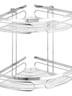Wenko Badmöbel|Badezimmermöbel<Eckregal in Silber - (B)26,5 x (H)27,5 x (T)19 cm