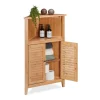 relaxdays Badmöbel|Badezimmermöbel<Eckschrank in Natur - (B)58 x (H)92 x (T)30 cm