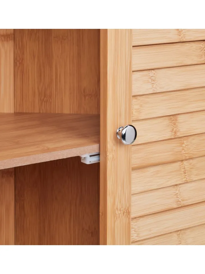 relaxdays Badmöbel|Badezimmermöbel<Eckschrank in Natur - (B)58 x (H)92 x (T)30 cm