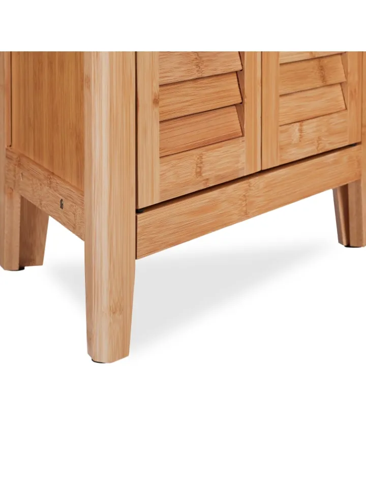 relaxdays Badmöbel|Badezimmermöbel<Eckschrank in Natur - (B)58 x (H)92 x (T)30 cm