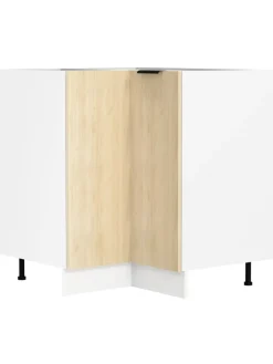 VCM Regale & Schränke<Eckschrank Küchenschrank Unterschrank Küche Fasola in Weiß / Honig-Eiche