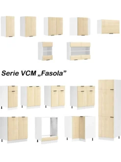 VCM Regale & Schränke<Eckschrank Küchenschrank Unterschrank Küche Fasola in Weiß / Honig-Eiche