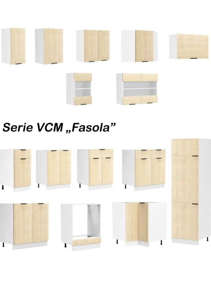 VCM Regale & Schränke<Eckschrank Küchenschrank Unterschrank Küche Fasola in Weiß / Honig-Eiche