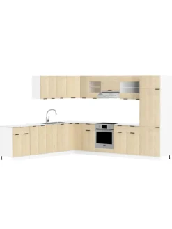 VCM Regale & Schränke<Eckschrank Küchenschrank Unterschrank Küche Fasola in Weiß / Honig-Eiche