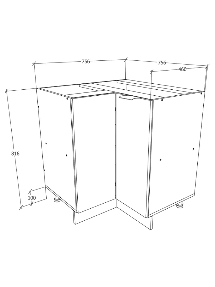 VCM Regale & Schränke<Eckschrank Küchenschrank Unterschrank Küche Fasola in Weiß / Honig-Eiche